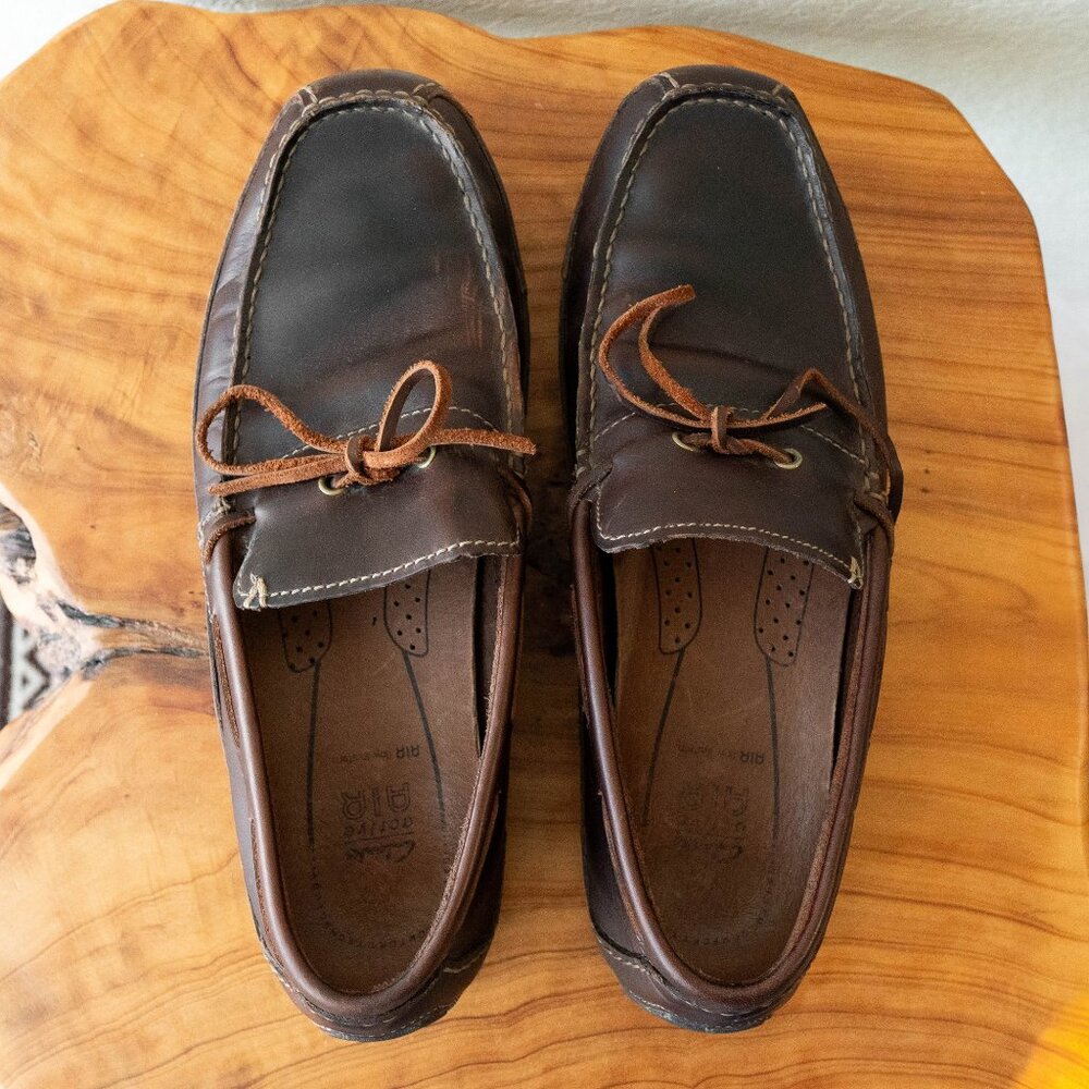 Clarks Men's 10.5 Brown Leather Driving Moccasins Slip-On Loafers Comfort Shoes - Picture 5 of 7